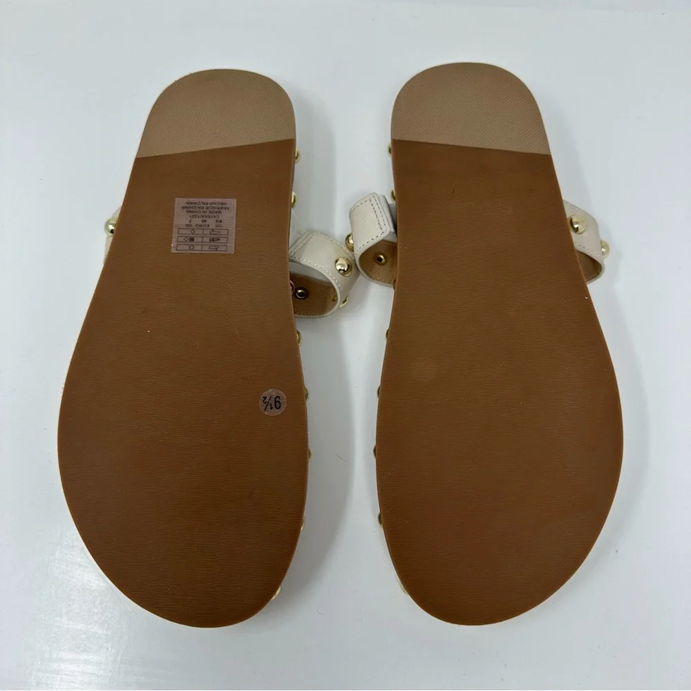 Anthropologie Kelsi Dagger Brooklyn Leather Surface Sandal Ivory Size 9.5